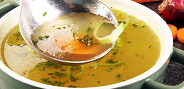 Bild wir ueber uns Seite Teller Suppe