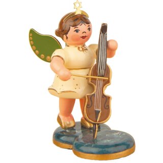 Original Hubrig Volkskunst Engel mit Cello Erzgebirge