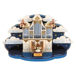 Original Hubrig Volkskunst Orgel mit kleiner Wolke und Musikwerk 36x13x21cm Erzgebirge