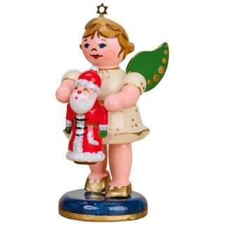 Original Hubrig Volkskunst Engel mit Weihnachtsmann Erzgebirge